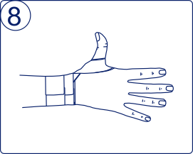 Тейпирование большого пальца руки, техника тейпирования большого пальца руки, Pharmacels, шаг 8